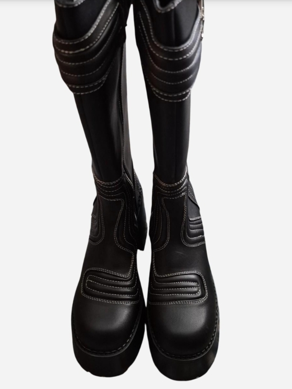Dolls Kill Black Platform Combat Moto Boots